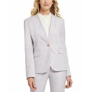 DKNY Striped Collarless One-Button Blazer Jacket